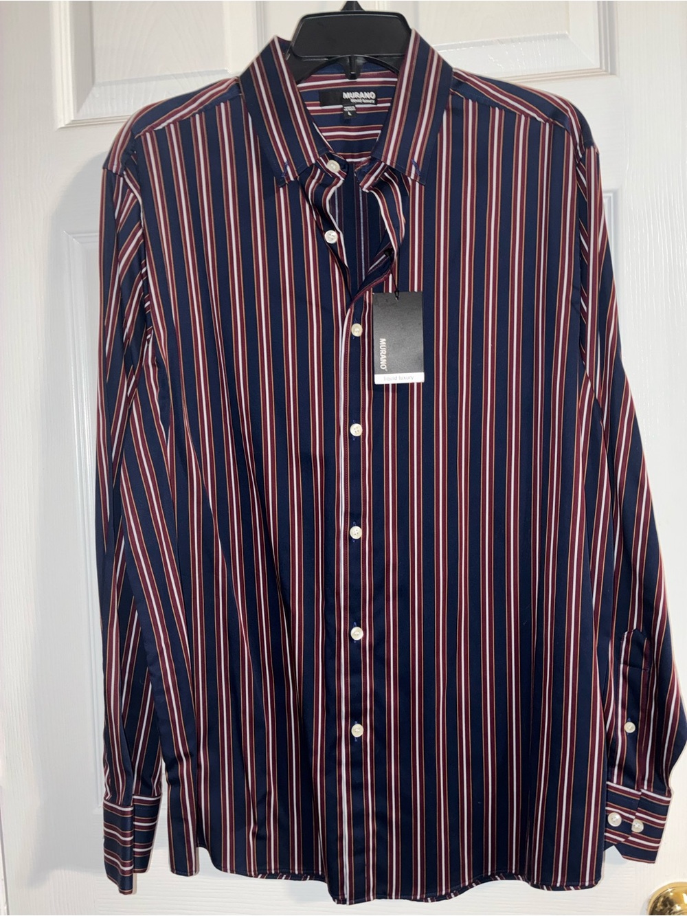 Murano Navy Shirt with Red and White Stripes